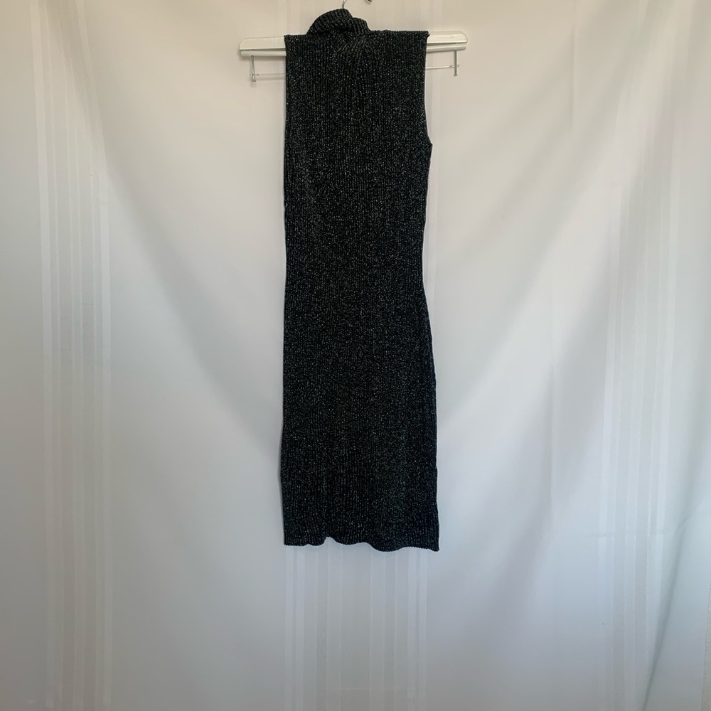 BEBE black and silver dress with slit up leg.